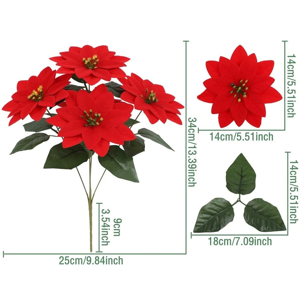 Silk Poinsettia Bouquet for Christmas Decoration