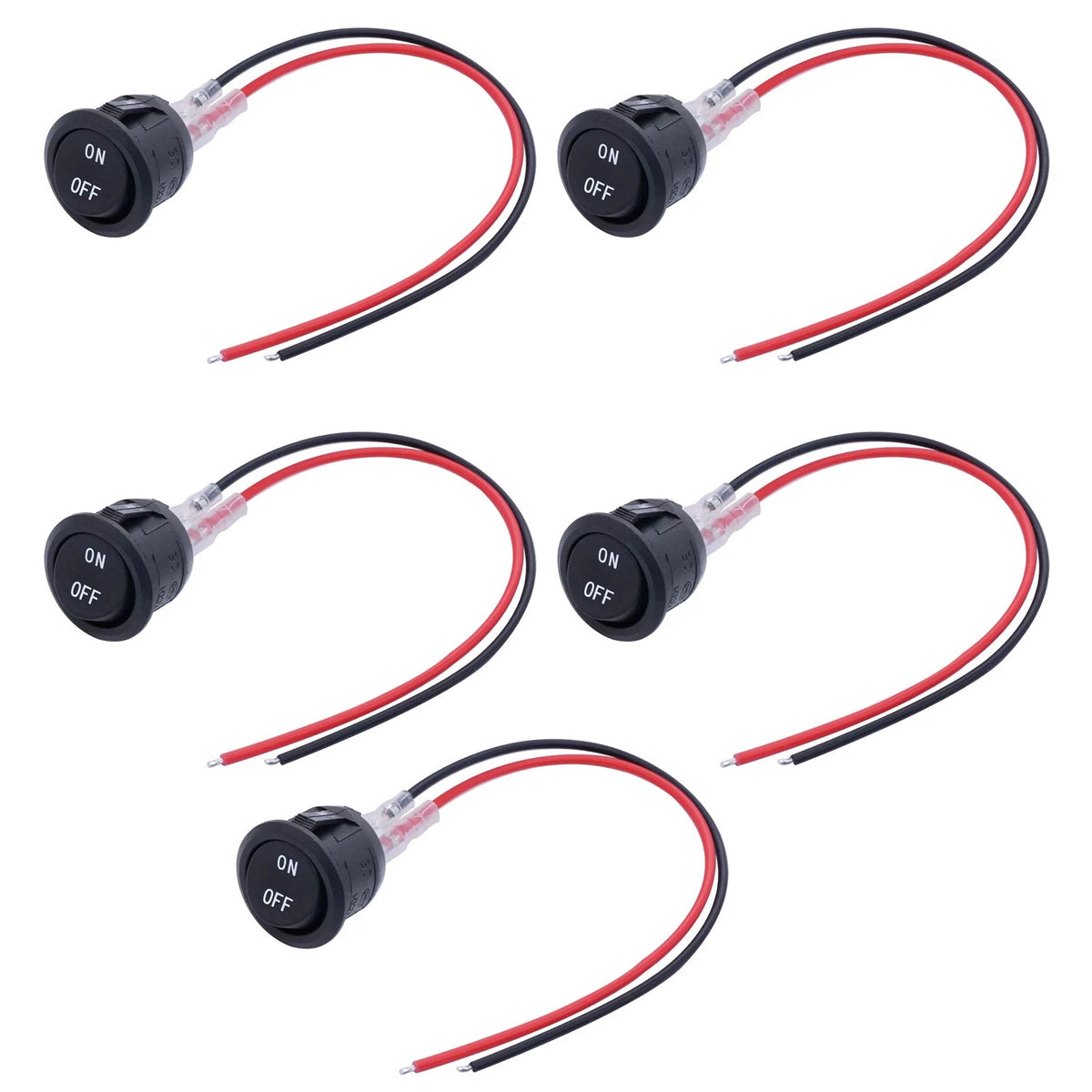 5Pcs 12V Round Rocker Switch for Various Applications (80000 Cycles)