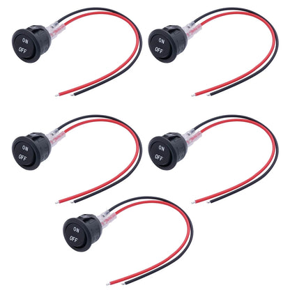 5Pcs 12V Round Rocker Switch for Various Applications (80000 Cycles)