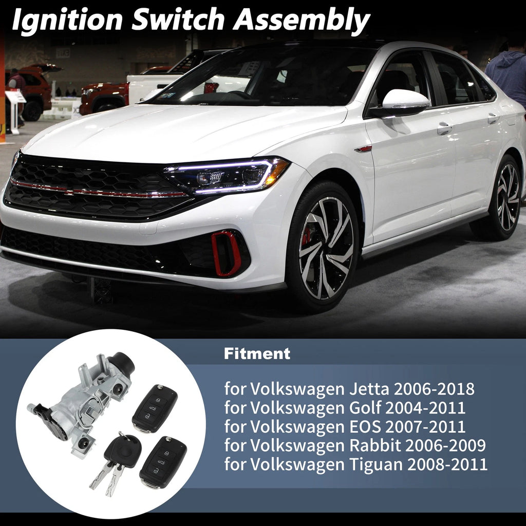 Ignition Lock Cylinder Replacement with Remote Key Shell for VW Golf (2004–2011)