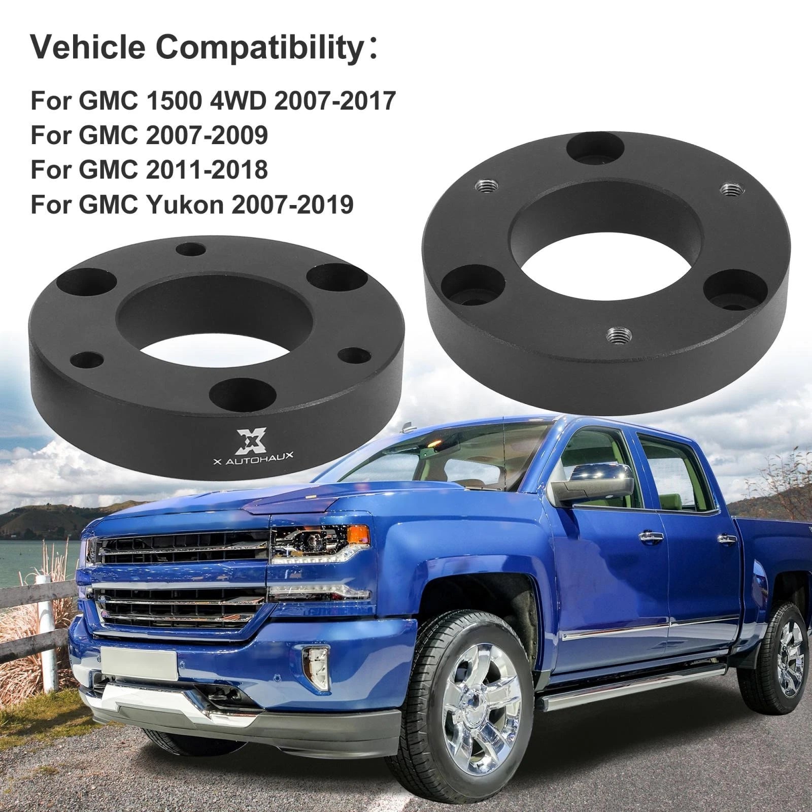 Front 2 Inch Leveling Lift Spacers Kit for Silverado Sierra 1500 (2007–2019)