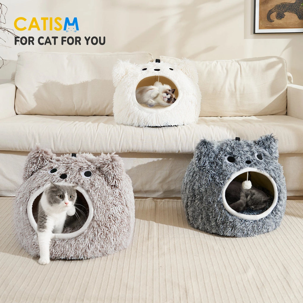 Cat Bed Cave for Dogs Cats Self Warming (Comfortable Soft Plush)