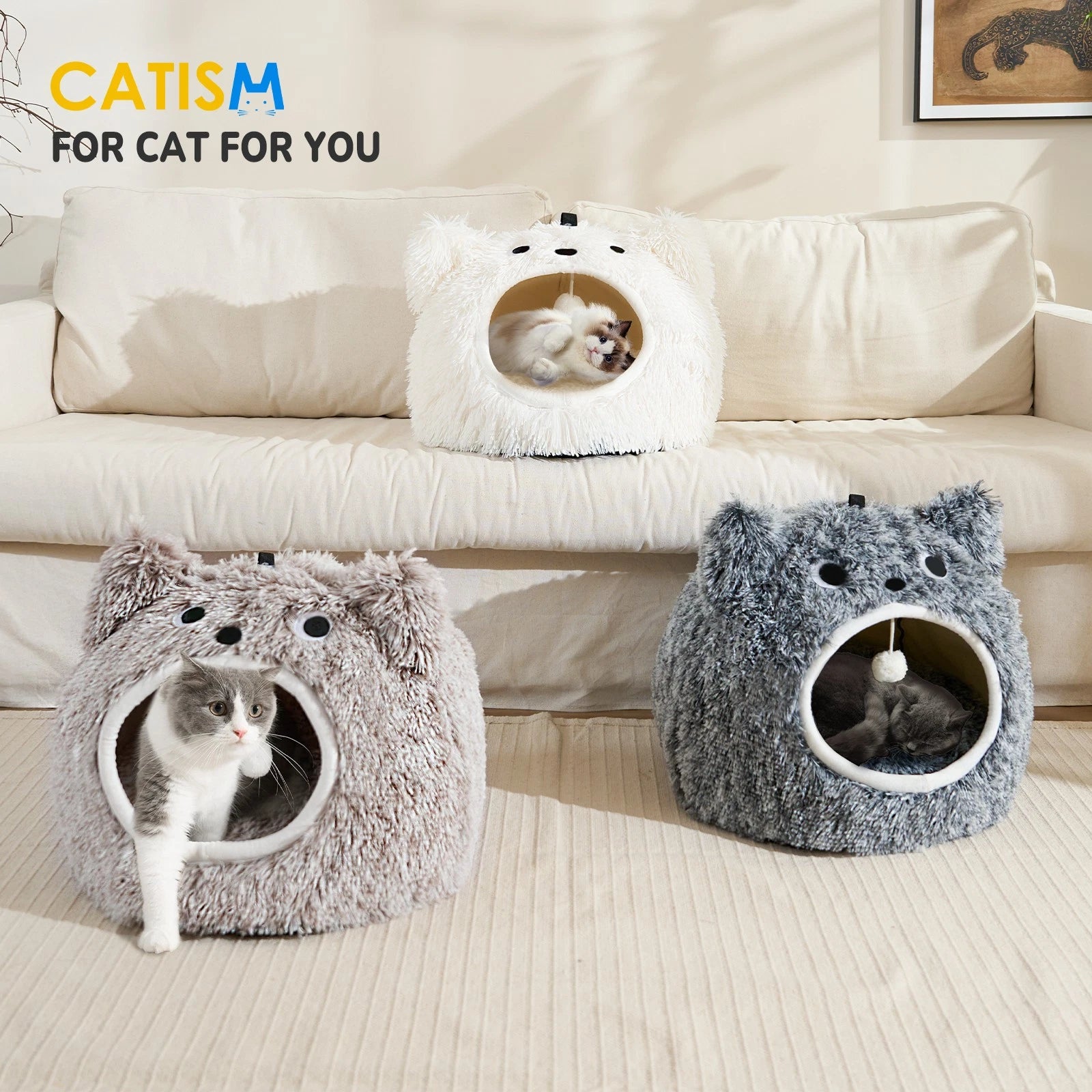 Cat Bed Cave for Dogs Cats Self Warming (Comfortable Soft Plush)