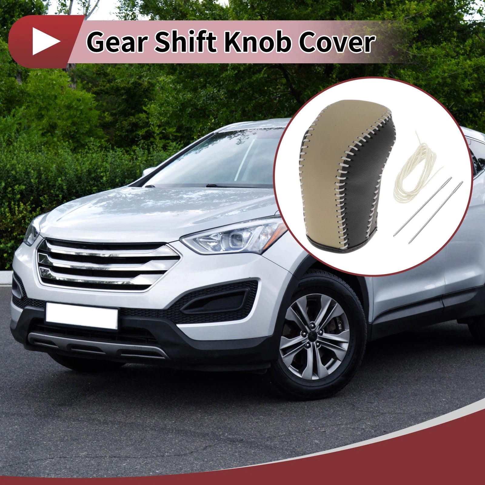 Gear Shift Knob Cover Replacement for Hyundai Tucson (2015–2018) Black Beige