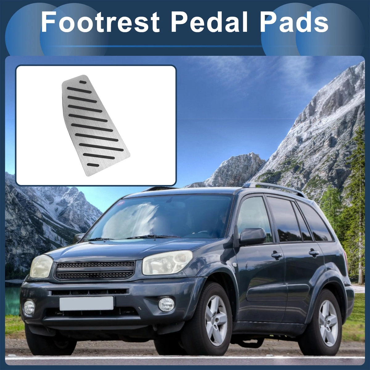 Footrest Pedals Cover Aluminum Alloy Replacement for Toyota RAV4 (2019–2024)