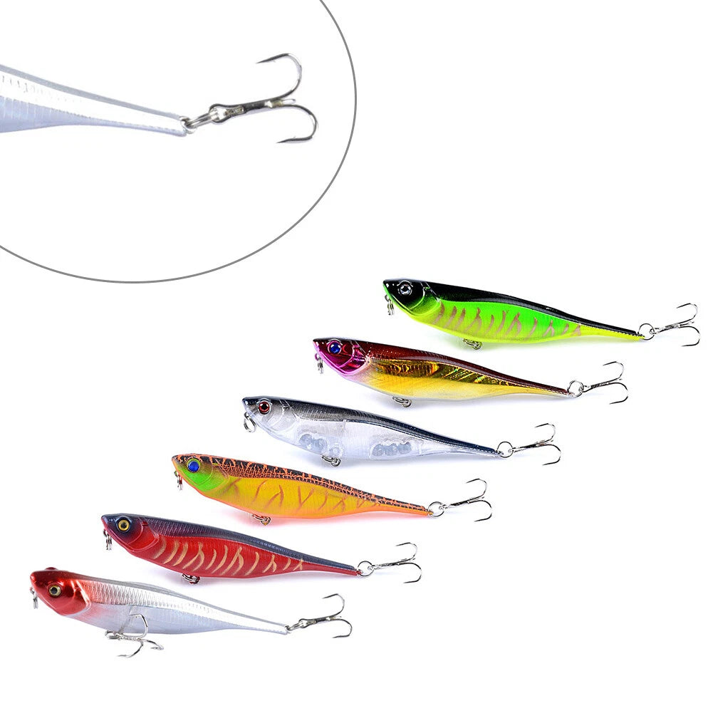 6PCS Fishing Lures 9.9g/9.9cm Minnow Baits Floating Pencil Laser Plastic Baits