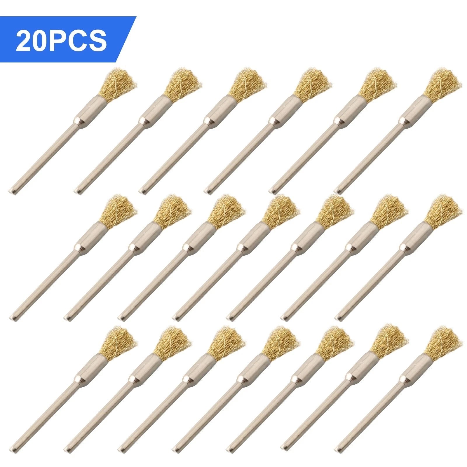 20Pcs 5mm Brass Rotary Wire Wheel Brushes for Power Drill Tool