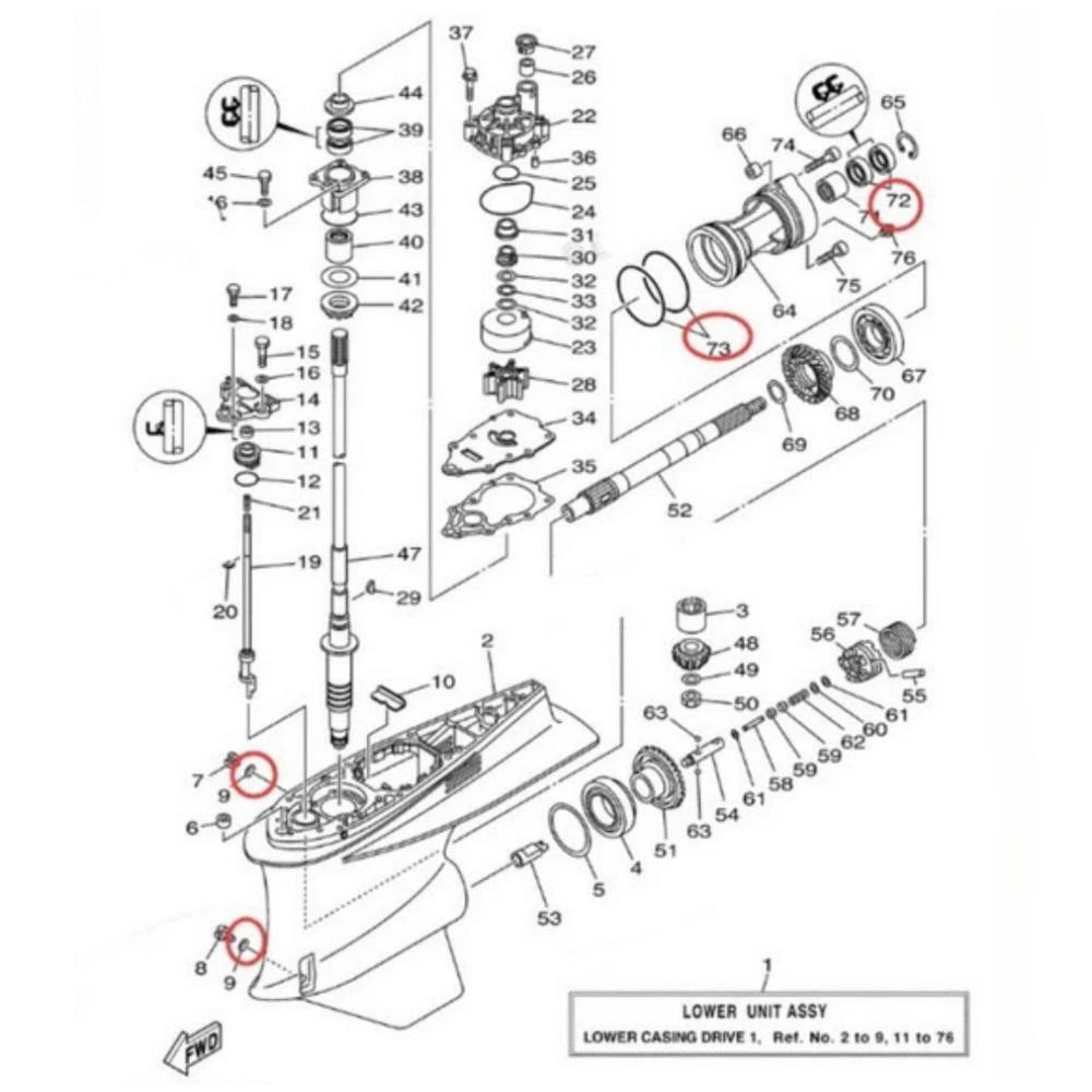 Gearbox Seal Replacement Kit for Yamaha Outboard (O-Ring, Oil Seal)