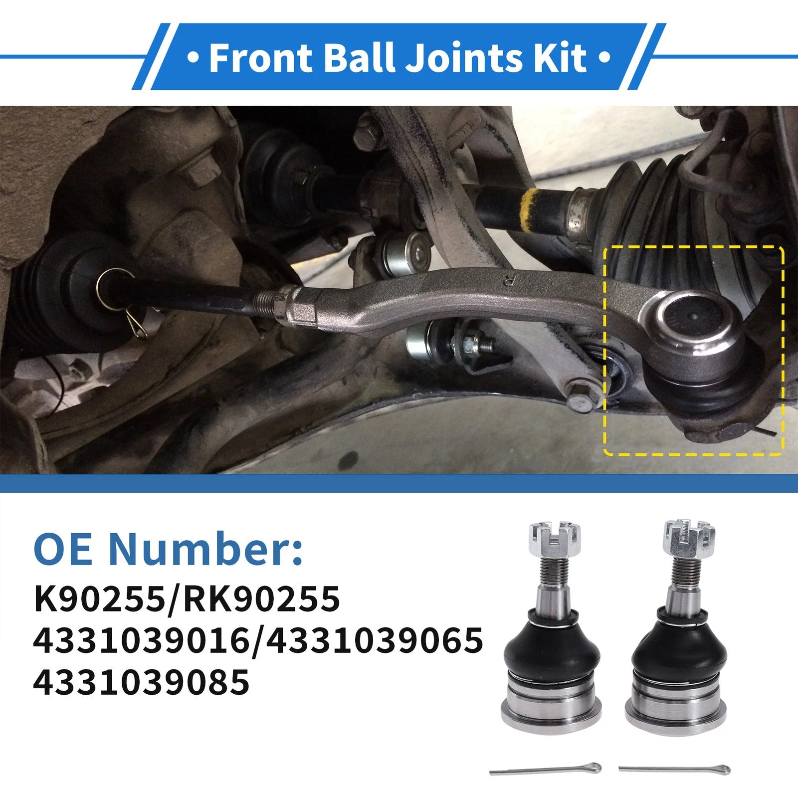 2 Pcs Front Upper Ball Joints Replacement for Toyota Tacoma 4WD (1995–1997)