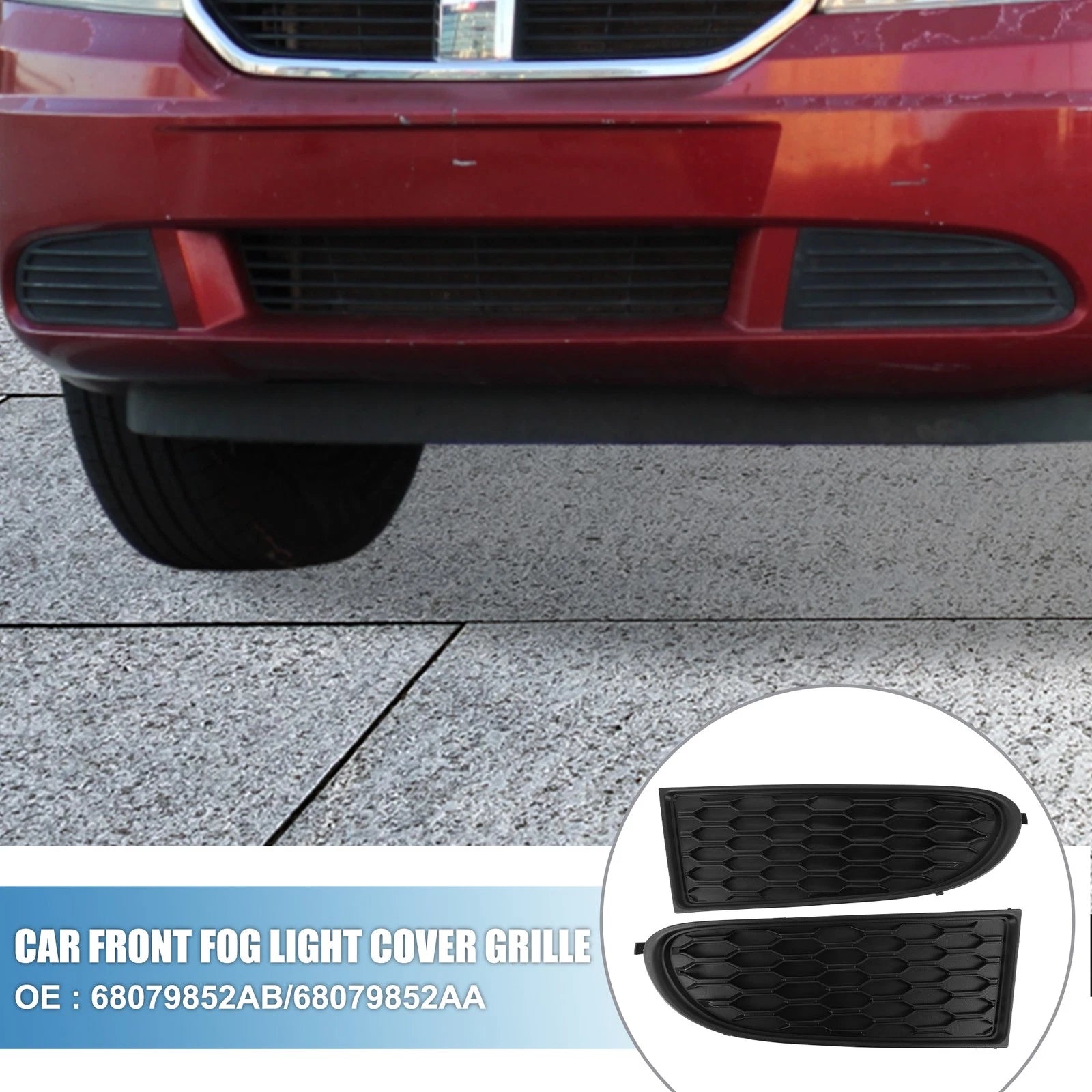 Front Fog Light Cover Grille Set for Dodge Journey (2011–2020) Black