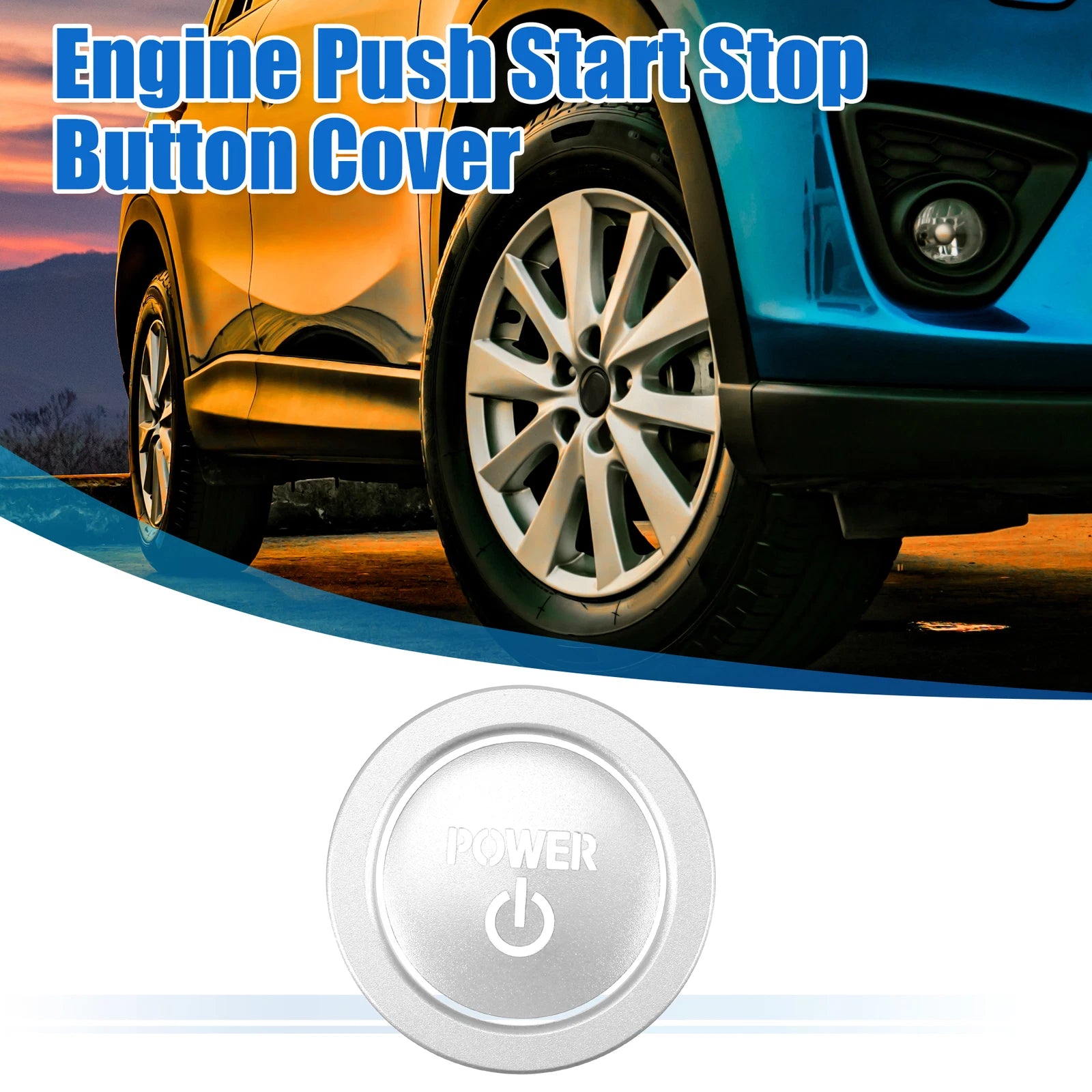 Push Start Stop Button Cover Trim Ring for Toyota (Silver Tone)