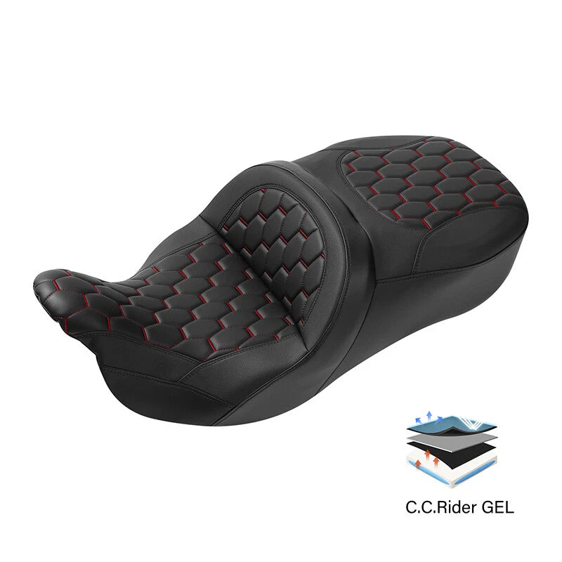 Gel Seat for Harley Electra Glide (2009–2023) Black/Red