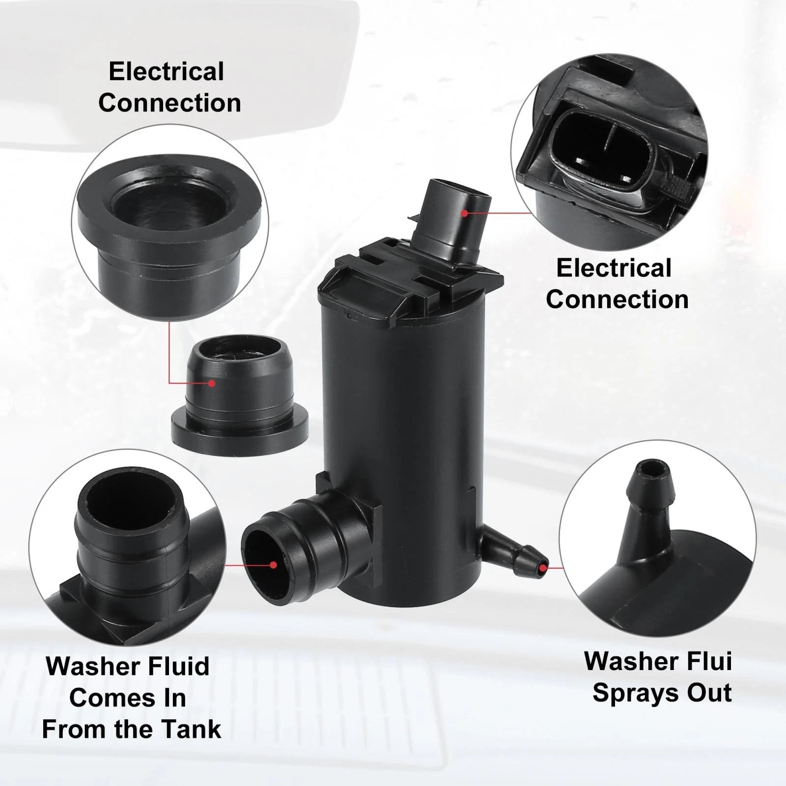 Windshield Washer Motor Pump Replacement for Hyundai Accent Tucson (2011–2017)