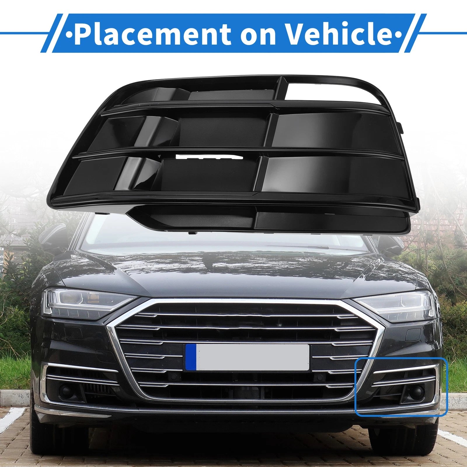 Front Left Fog Light Grill Replacement for Audi Q5 SQ5 (2018–2022)