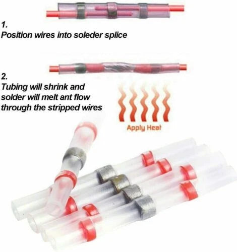 100PCS Heat Shrink Wire Connectors Cable Butt Terminals