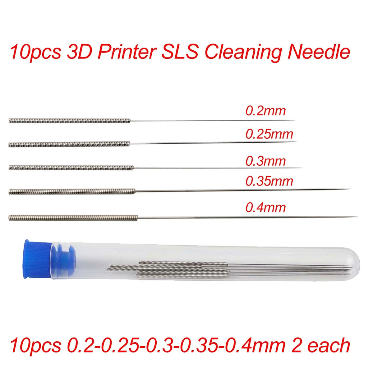 Cleaning Needle Set 0.2/0.25/0.3/0.35/0.4mm for Clogged Nozzles
