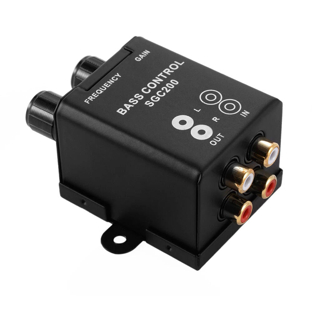 Universal Car Bass Amplifier Remote Level Control Knob Stereo RCA Input & Output