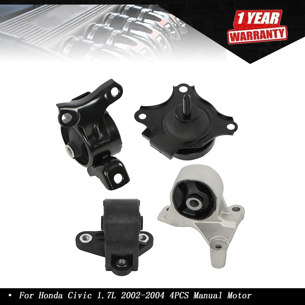 4X Manual Motor & Transmission Mounts for Honda Civic 1.7L (2002–2004)