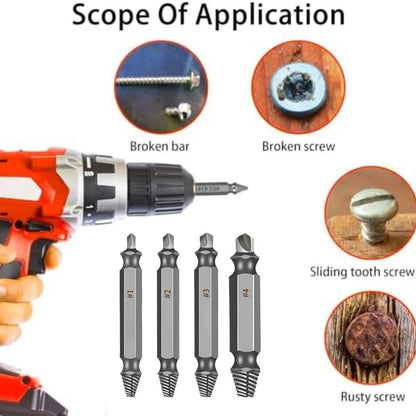 4X Double Ended Screw Extractors for Easy Bolt Removal