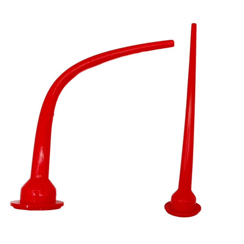 2X 30cm Red Caulking Nozzle Set for Home Use with Straight Curved Tips