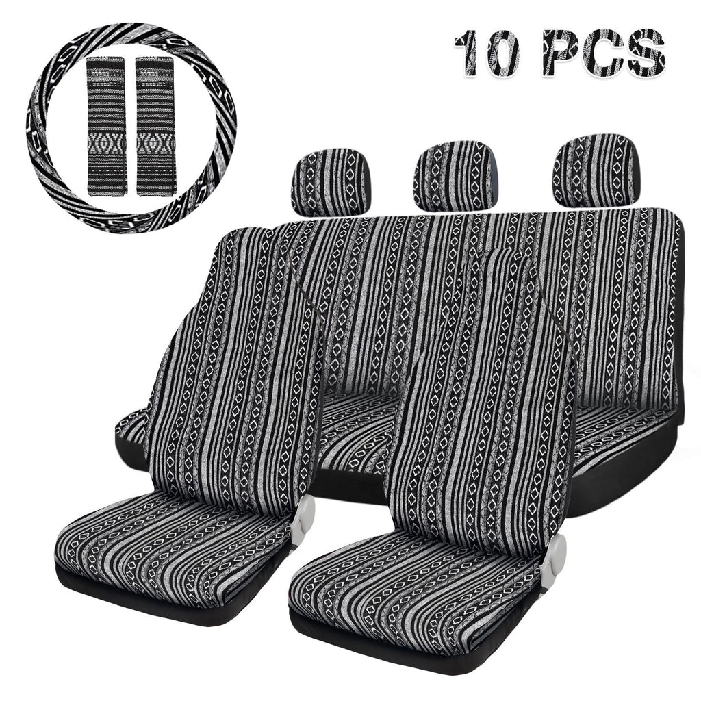 10pcs Universal Car Seat Covers Set with Steering Wheel Protector