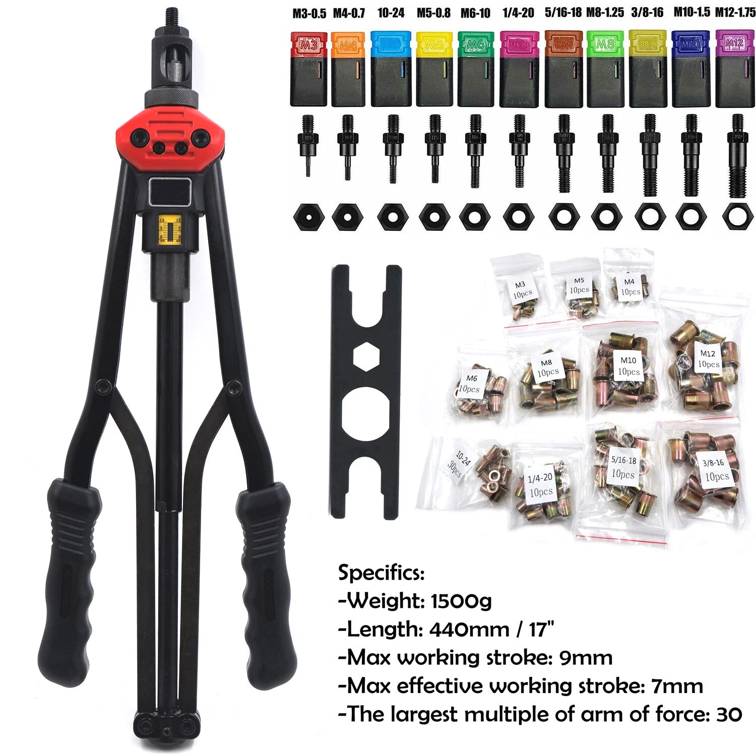 Hand Nut Riveter Kit for Universal Applications (440mm)