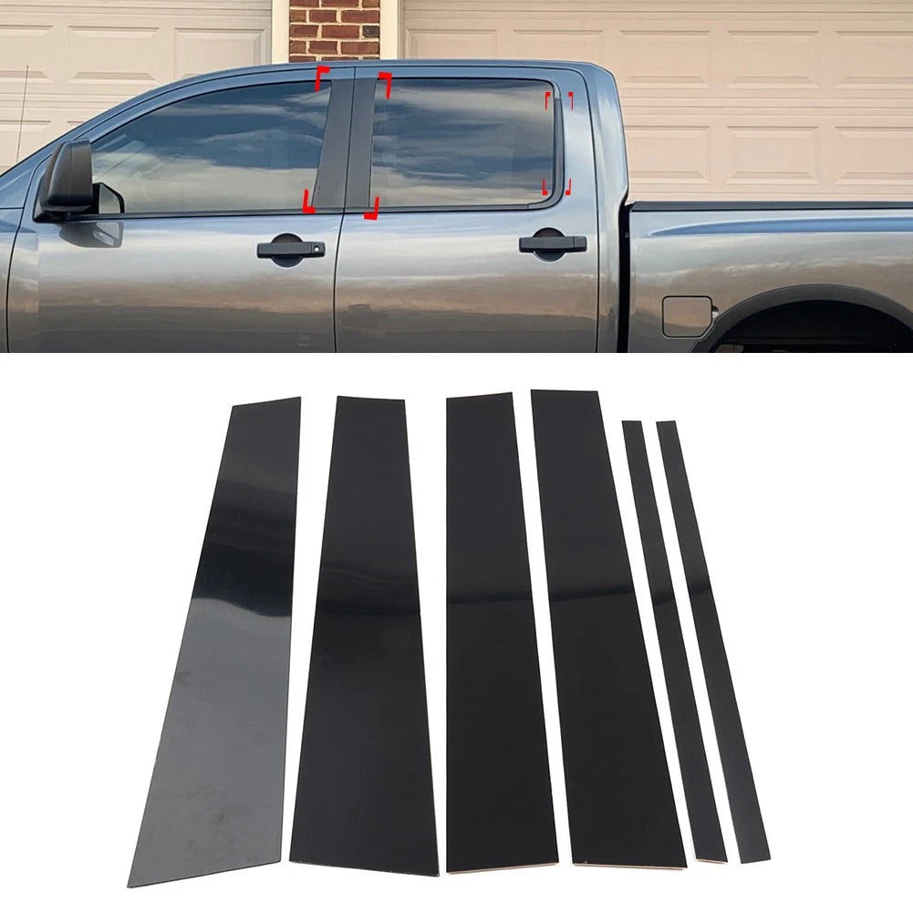 Pillar Post Door Window Cover Trim for Nissan Titan Crew Cab (2004–2015) Black