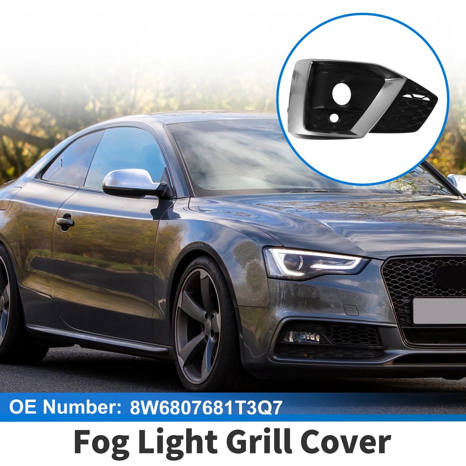 Front Left Fog Light Grill Replacement for Audi A5 (2021–2023)