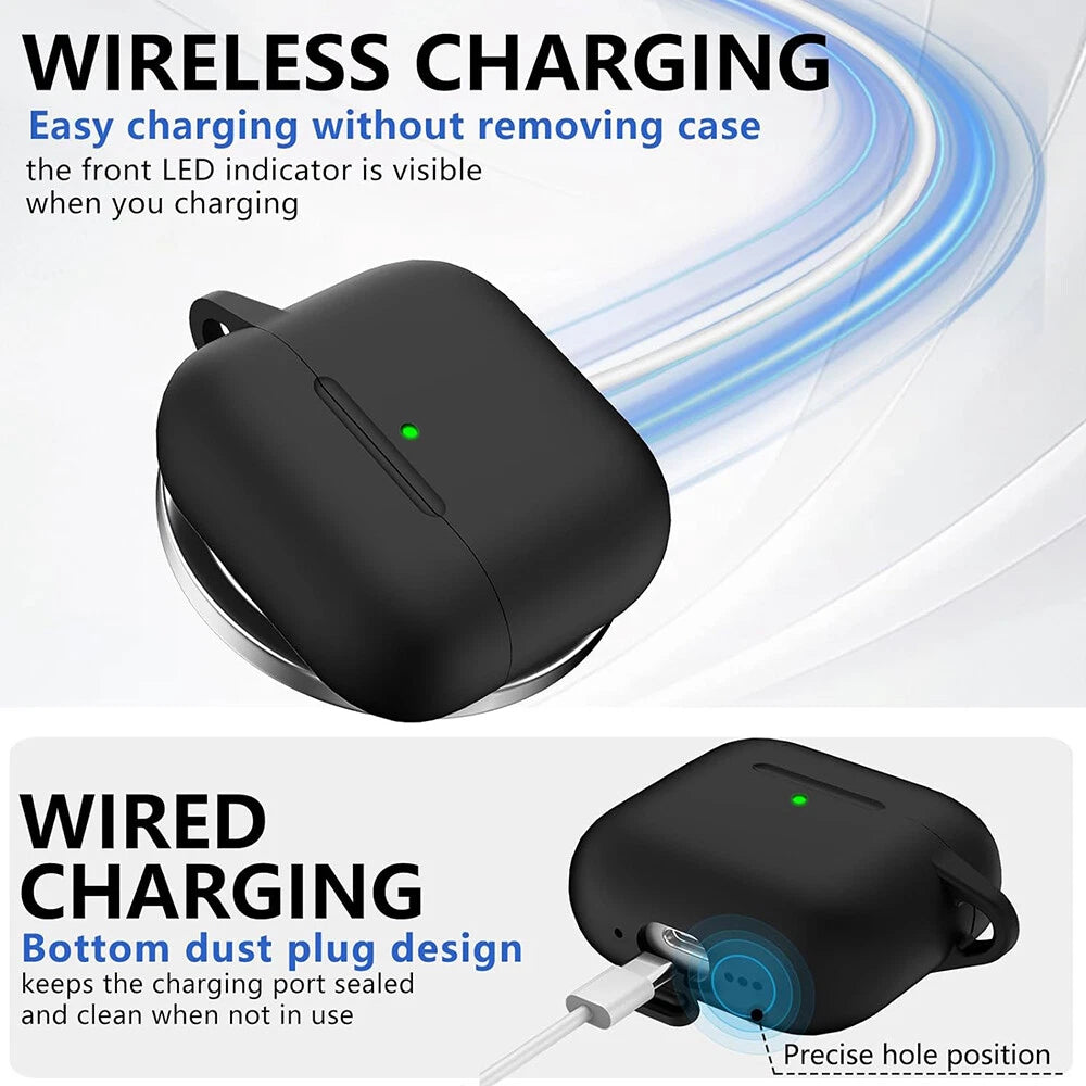 Black Soft Silicone Protective Case for AirPods 4th Gen (2024)