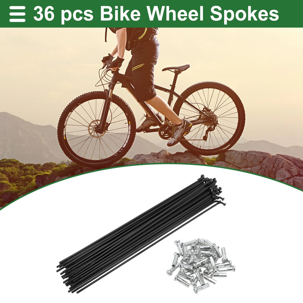 Bicycle Spokes Nipples Set Carbon Steel 183mm for Universal (Any Make)
