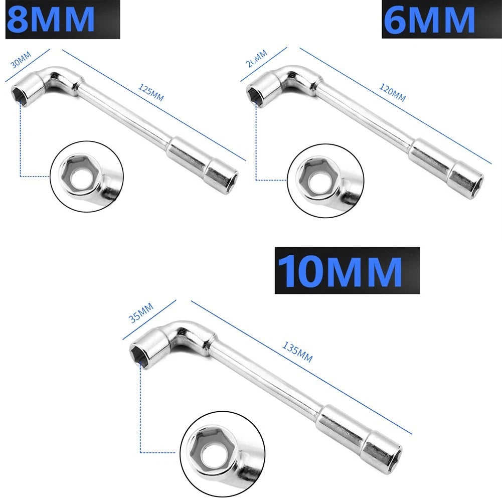 3-Piece L Shaped Socket Wrench Set for Automotive Use
