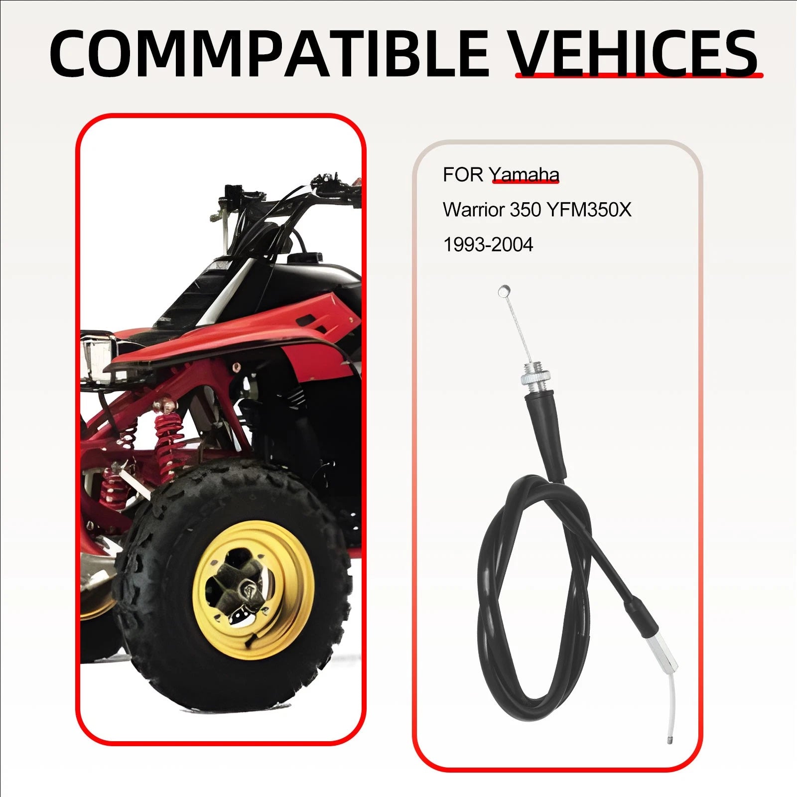 Throttle Cable for Yamaha Warrior YFM350 YFM 350 X (1993–2004) 3GD-26311-01-00