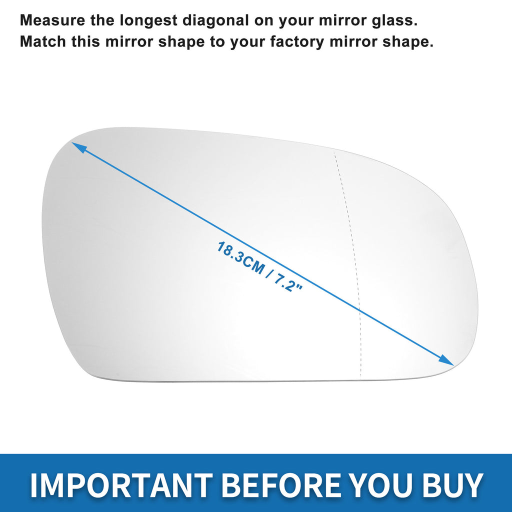 Heated Right Side Mirror Glass Replacement for Volkswagen Fox (2003–2010)
