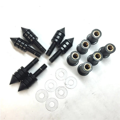 Set of 4 Black Spike Bolt Screws for Windscreen Fairing License Plate Mounting