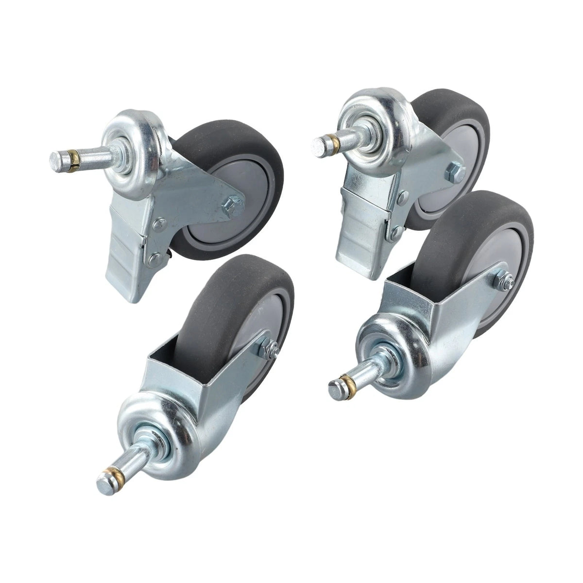 Set of 4 Rubber Swivel Casters for 3 Inch Pole (1-3/8" Stem Diameter)
