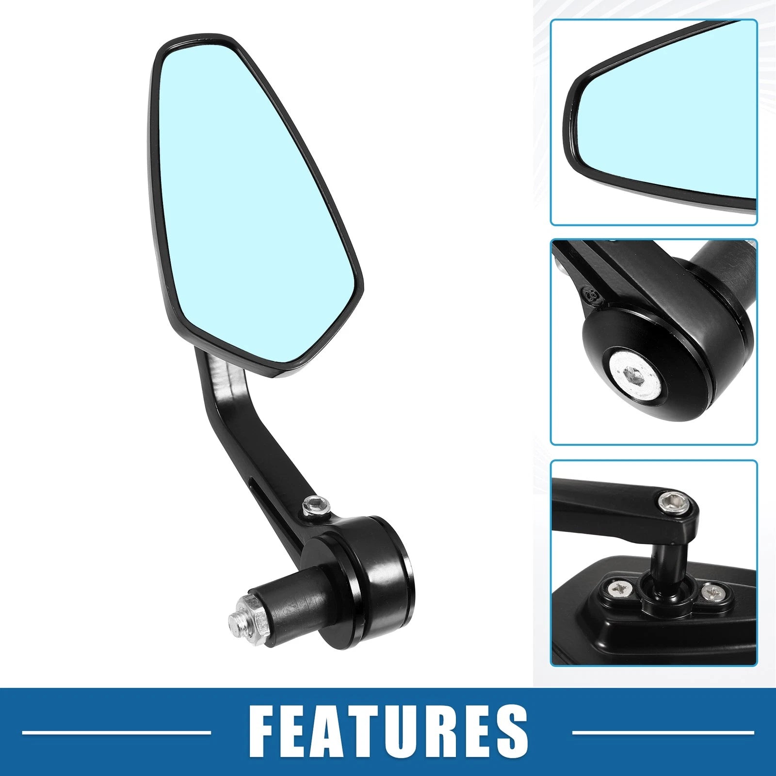 Pair of Rearview Mirrors for Motorcycle (Blue Lens, Black)