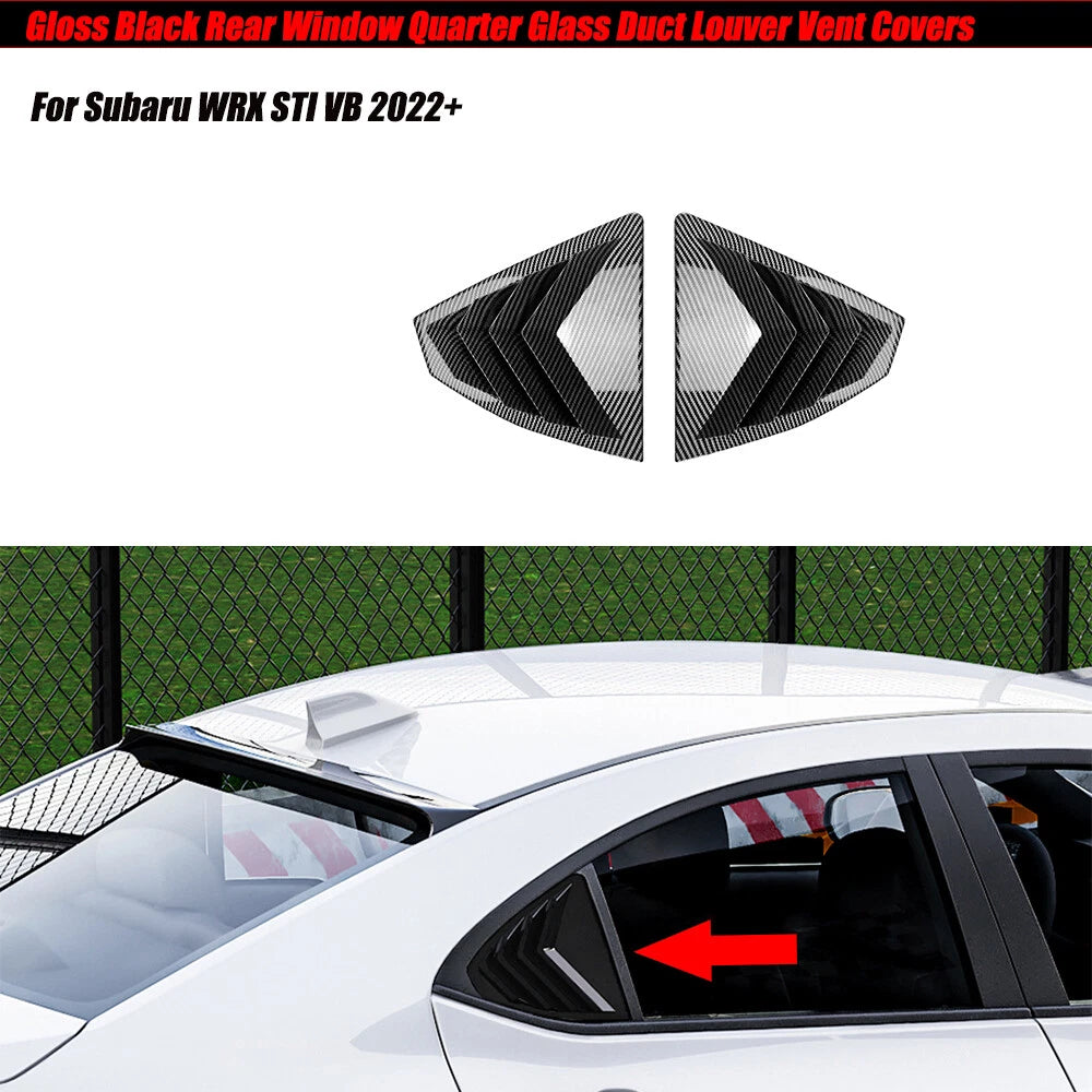 Gloss Black Quarter Window Louvers Vent Cover Trim for Subaru WRX STI (2022–2023)