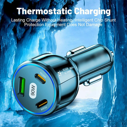 90W Car Charger Adapter for Quick Charging Mobile Phones USB C