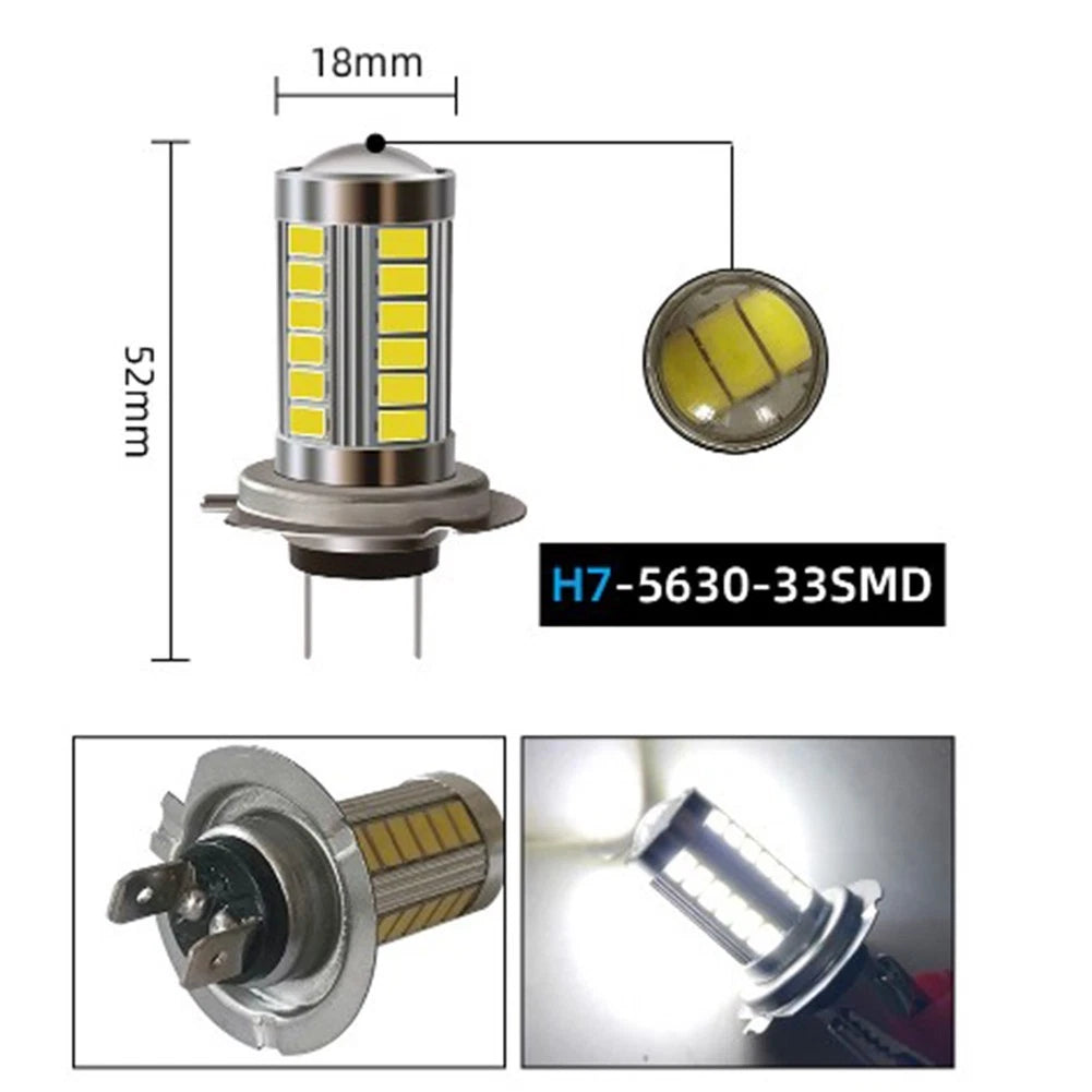 2X LED Headlight Fog Light 33 For Motorcycle (6000K)