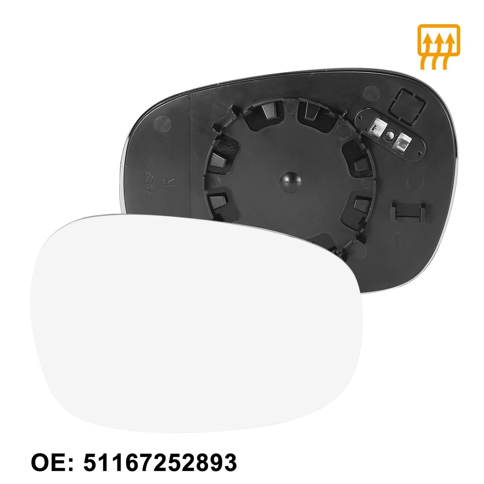 Heated Mirror Glass with Backing Passenger Side Right for BMW 1 3 (2011–2018)