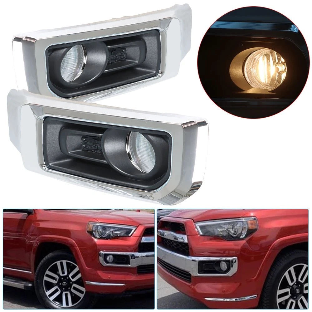Set of 2 Front Fog Lights with Chrome Bezel for Toyota 4Runner (2014–2021)