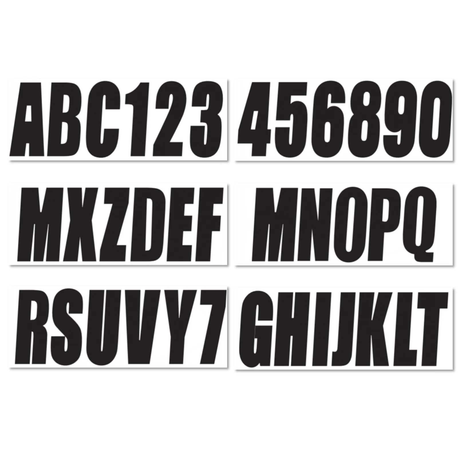 Set of 4 Waverunner Jetski PWC Registration Numbers A-Z 0-9 (Black)