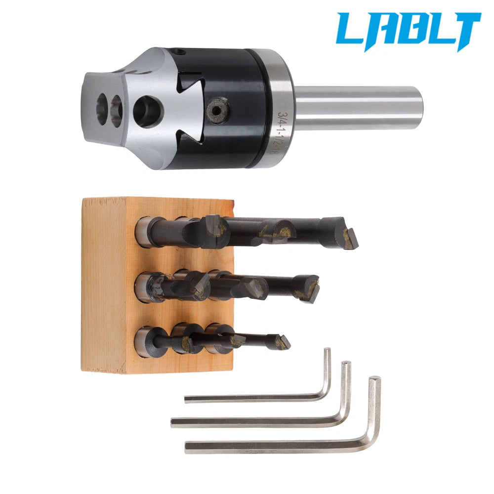 Boring Head Set with 3/4" Shank + 9-Pack 1/2" C6 Boring Bars