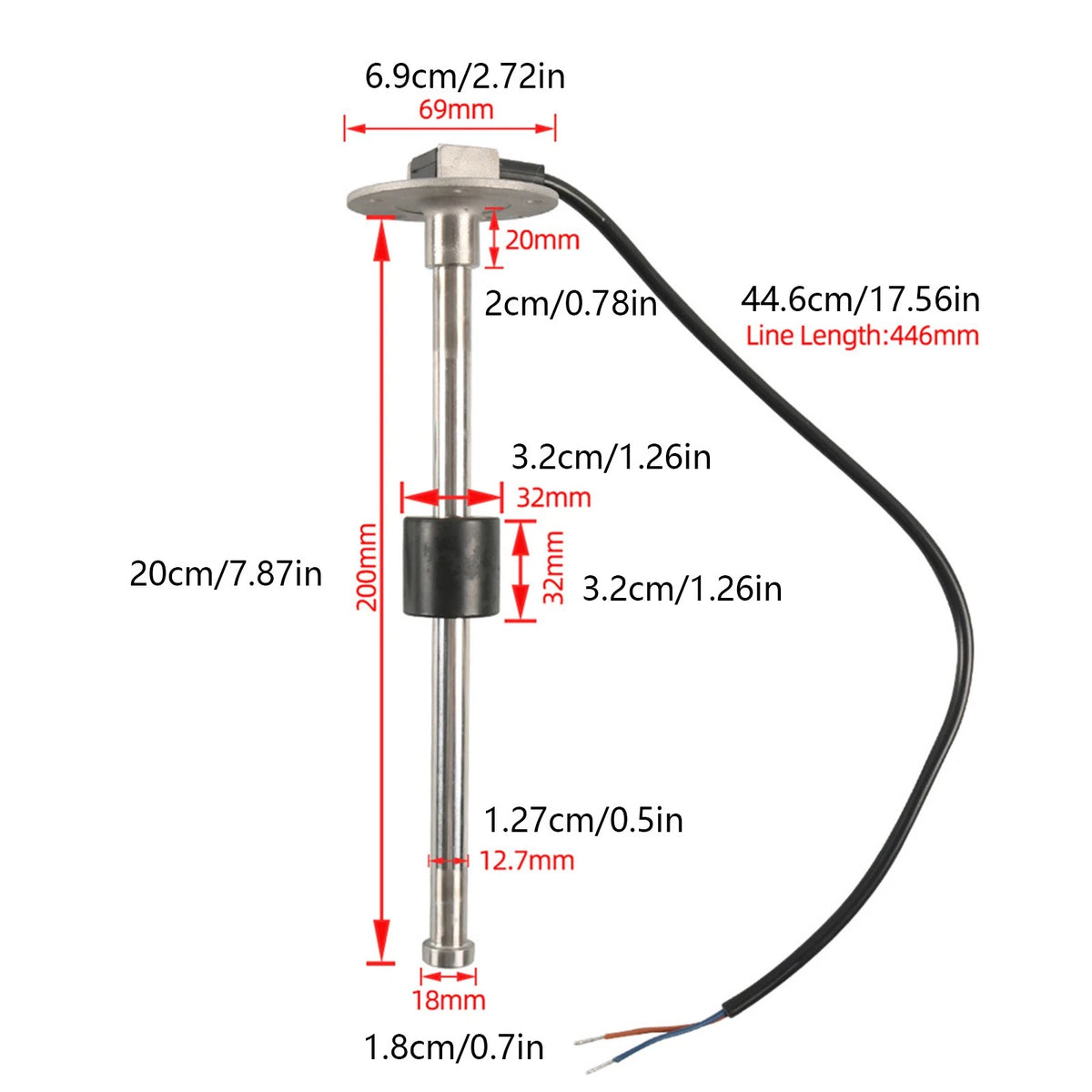 Fuel Water Sending Unit Tank Level Sender Sensor for Marine Boat RV (0-190 ohms)