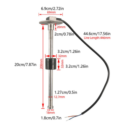 Fuel Water Sending Unit Tank Level Sender Sensor for Marine Boat RV (0-190 ohms)