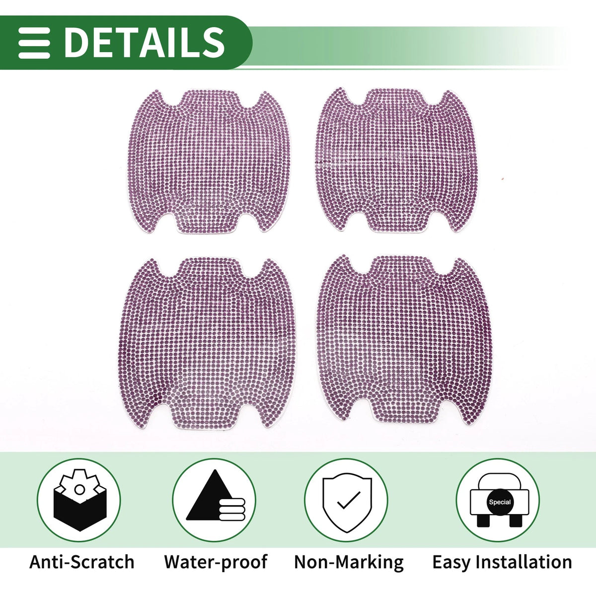 Set of 4 Car Door Handle Protective Film Reflective Stickers for