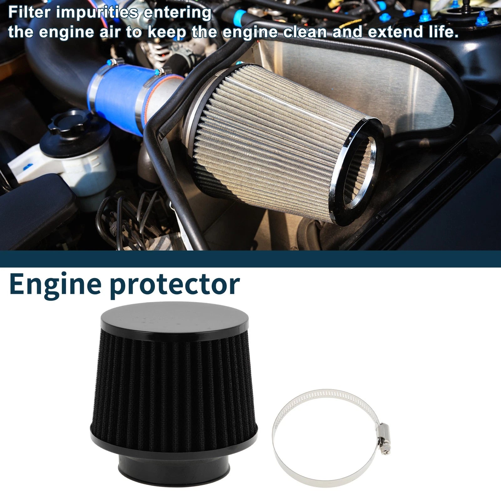 Set of 1 Engine Air Filter 76mm High Flow for Car