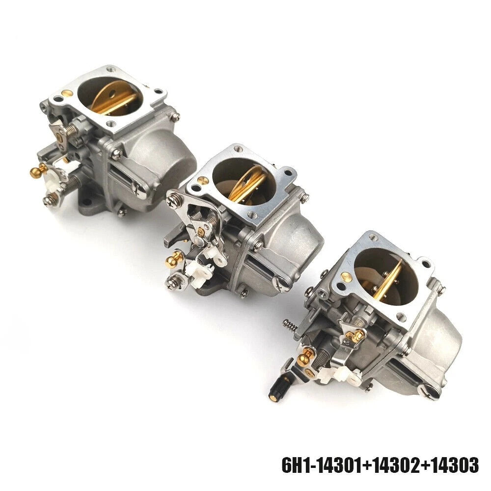 Set of 3 Carburetor Assy for Yamaha 90HP 90TLR (1990–1999) 6H1-14301 14302 14303