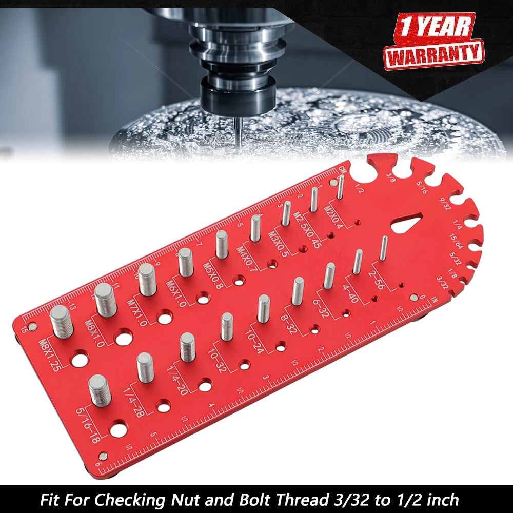Nut and Bolt Thread Checker for Portable Use (18 3/32 to 1/2 Inch)