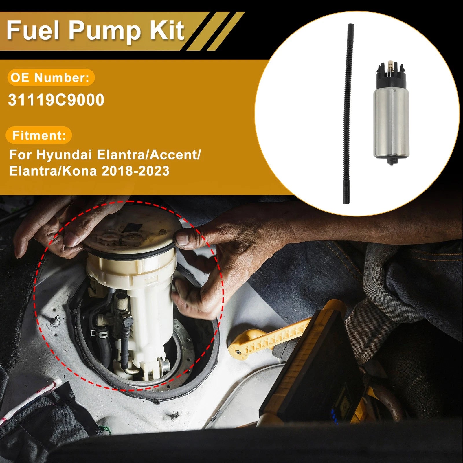 Fuel Pump Assembly Replacement for Hyundai Elantra Accent Kona 2018–2023